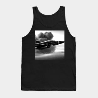 Black and white epic fighter jet on the battlefield Tank Top